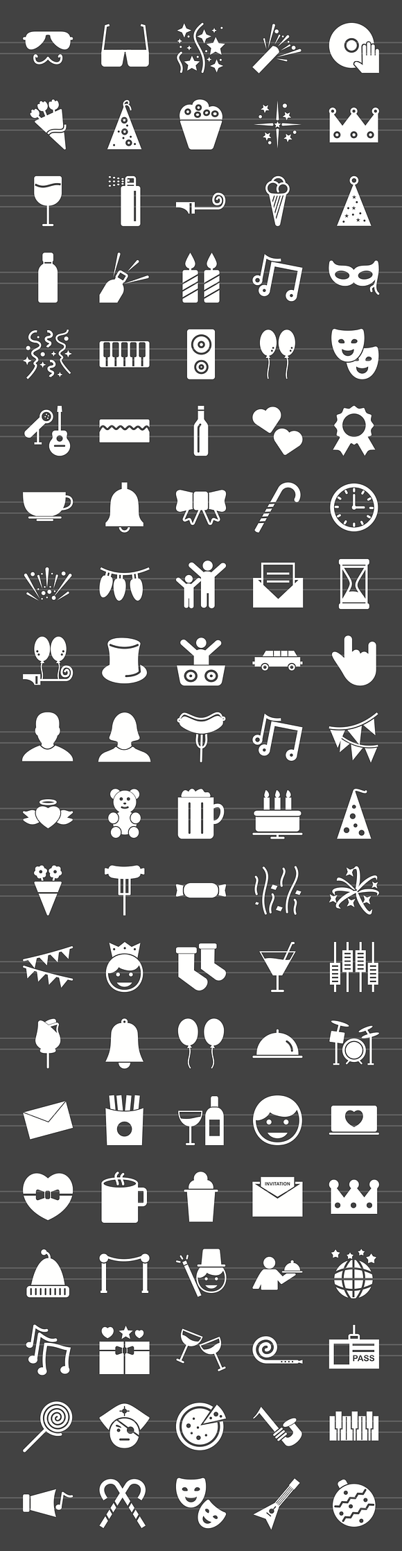100 Party Glyph Inverted Icons in Icons - product preview 1