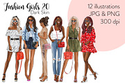 Fashion Girls 20 - Dark skin Clipart