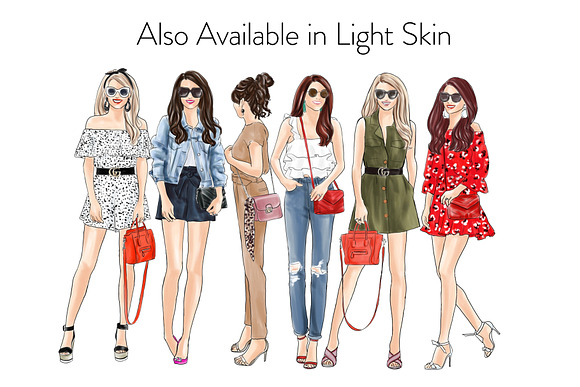 Fashion Girls 20 - Dark skin Clipart in Illustrations - product preview 2