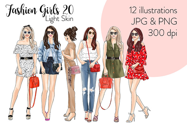 Fashion Girls 20 -Light Skin Clipart