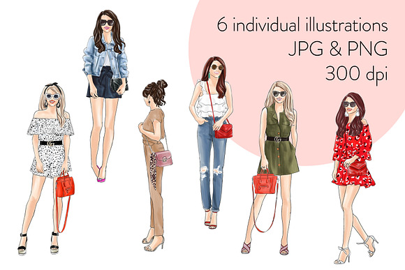 Fashion Girls 20 -Light Skin Clipart in Illustrations - product preview 1