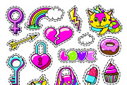 Colorful Girl Fashion Patches Set