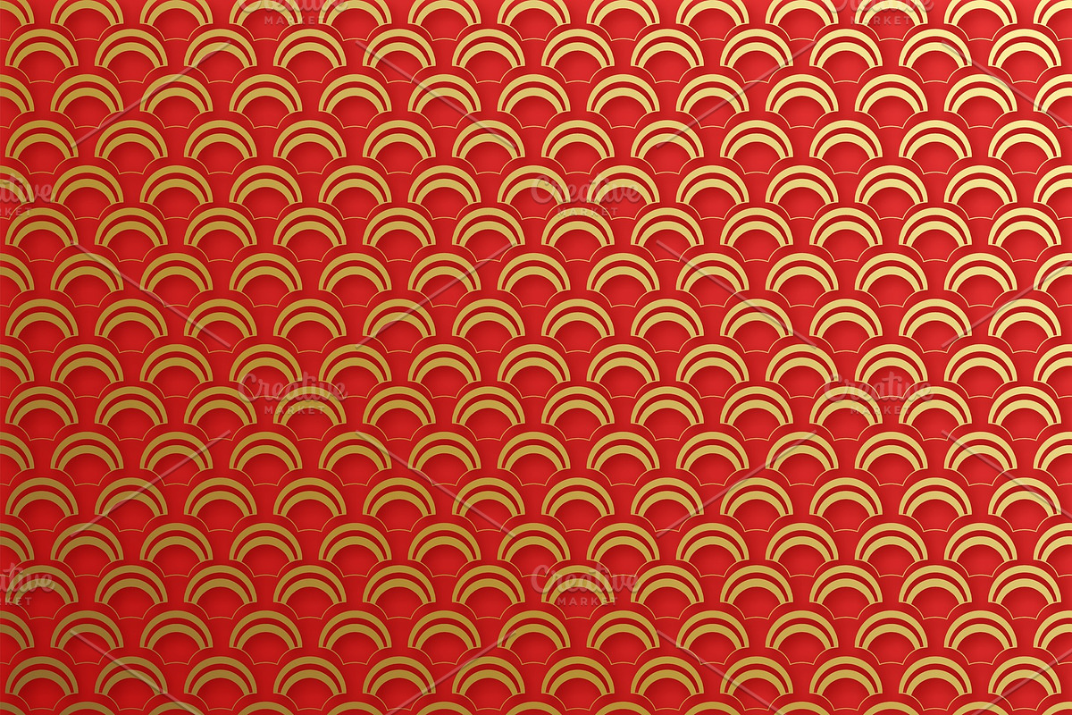 Red golden clouds pattern seamless. in Illustrations - product preview 8