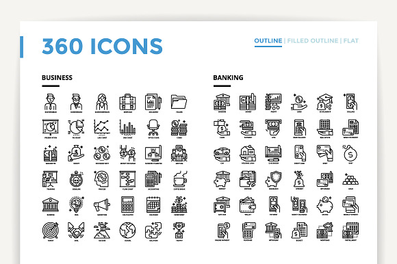 360 Icons x3 Styles in Graphics - product preview 1