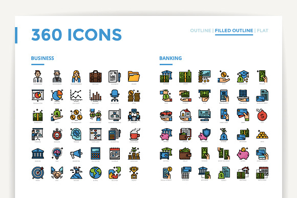 360 Icons x3 Styles in Graphics - product preview 2
