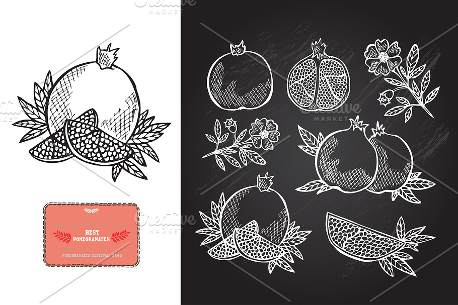 Hand Drawn Pomegranates in Illustrations - product preview 8