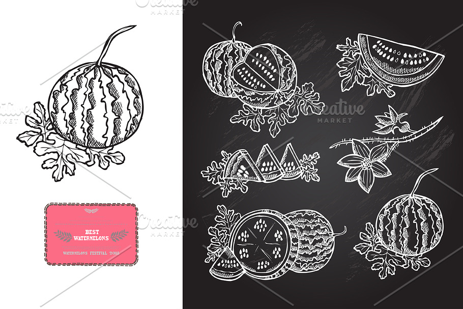 Hand Drawn Watermelons in Illustrations - product preview 8