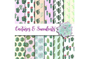 Watercolor Cactuses Digital Paper