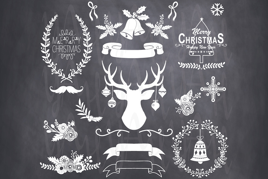 Chalkboard Christmas Clip Art in Illustrations - product preview 8