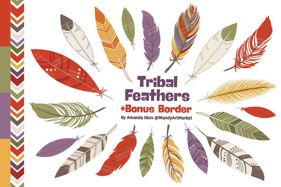 Autumn Tribal Feathers Clipart