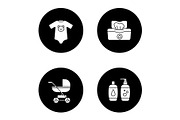 Childcare glyph icons set