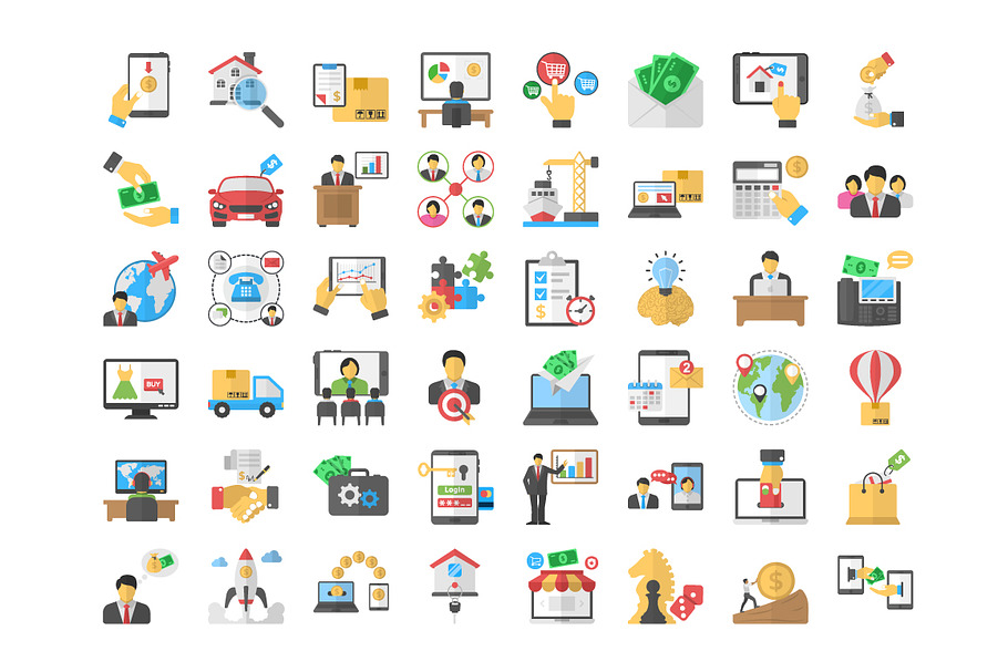 48 Business Purchase Flat icons in Graphics - product preview 8