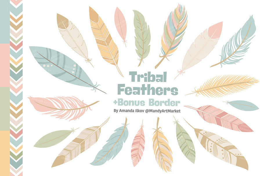Soft Pastel Feathers Clipart