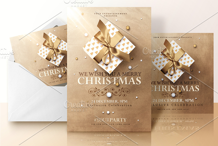 Christmas Invitations Psd Package v2 in Card Templates - product preview 8
