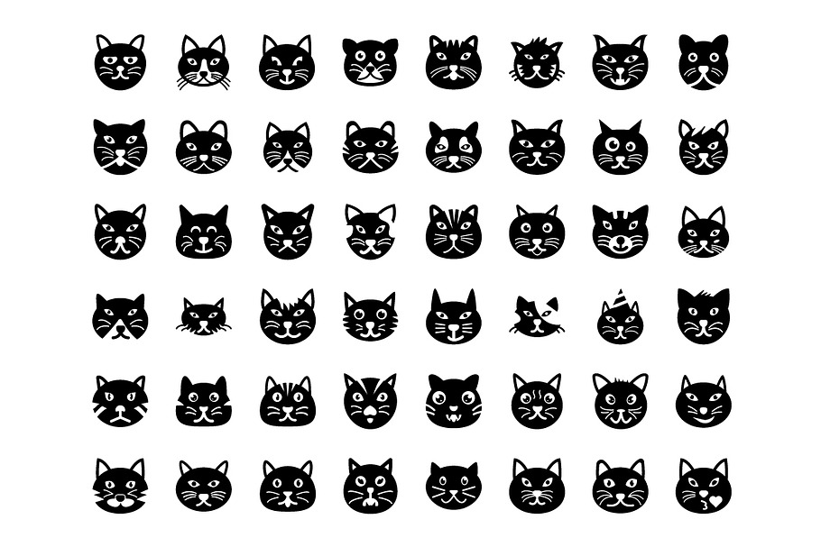 48 Cat Face Vector  in Graphics - product preview 8