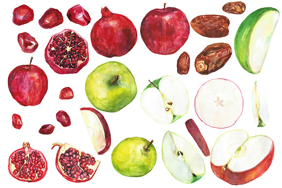Watercolor Rosh Hashanah set in Illustrations - product preview 1