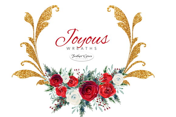 Red Watercolor Flowers & Wreaths in Illustrations - product preview 4