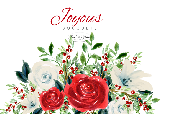 Red Watercolor Flowers & Wreaths in Illustrations - product preview 13