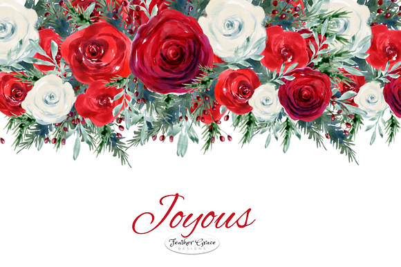 Red Watercolor Flowers & Wreaths in Illustrations - product preview 14