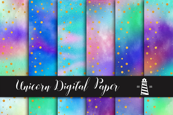 Unicorn Rainbow Textured Paper