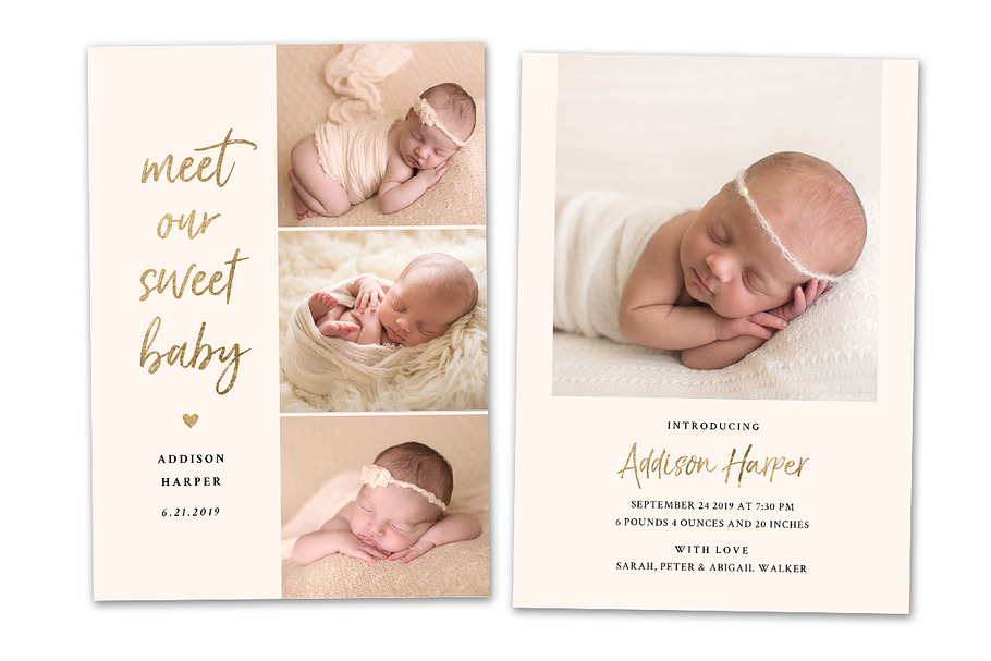 Birth Announcement Template CB136 in Card Templates - product preview 8