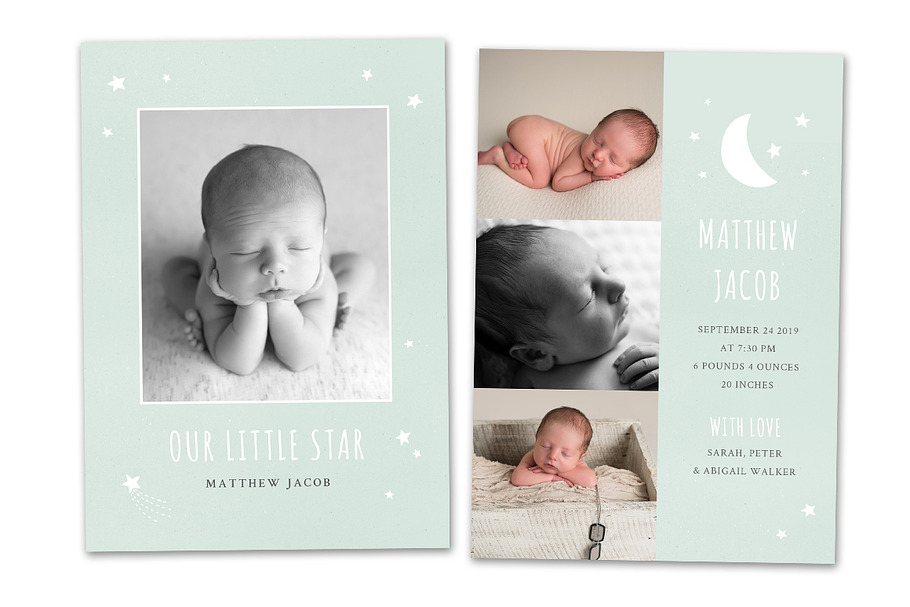 Birth Announcement Template CB135 in Card Templates - product preview 8