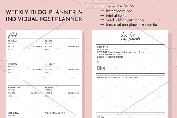 Weekly Blogger Planner Kit