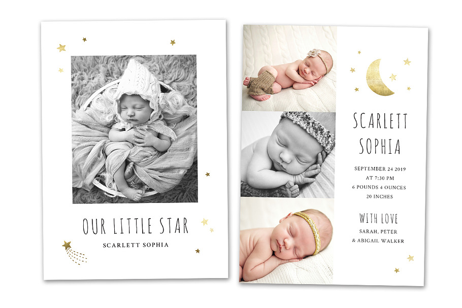 Birth Announcement Template CB134 in Card Templates - product preview 8