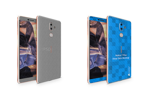 Nokia 7 Plus Vinyl Skin PSD Mockup in Product Mockups - product preview 1
