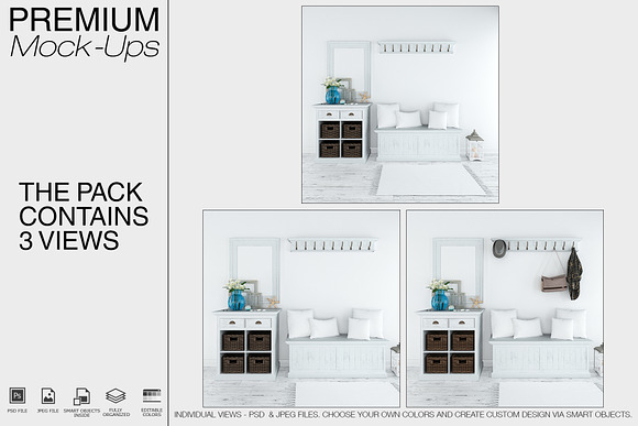 Coastal Style Entrance with Pillows in Product Mockups - product preview 1