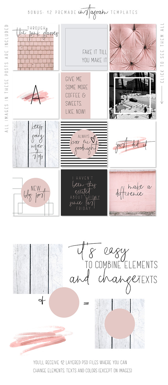 The Girl Font Duo+12 PSD Insta posts in Block Fonts - product preview 2