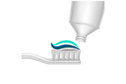 3d Toothpaste and Toothbrush. Vector