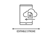 Smartphone cloud storage linear icon