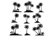 Islands with Palm Trees Silhouette