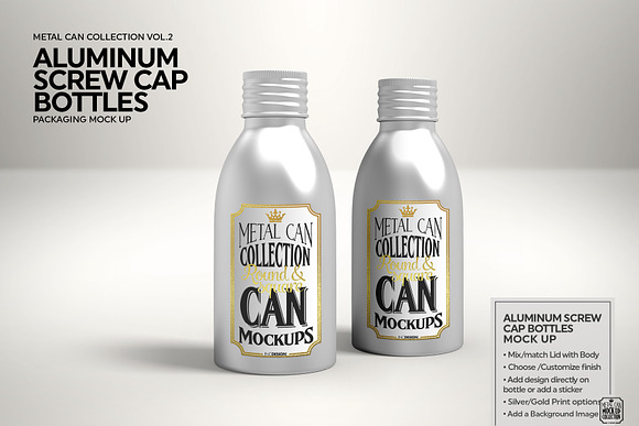 Aluminum Screw Cap Bottle Mockup in Branding Mockups - product preview 1