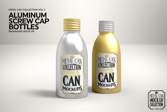 Aluminum Screw Cap Bottle Mockup in Branding Mockups - product preview 2