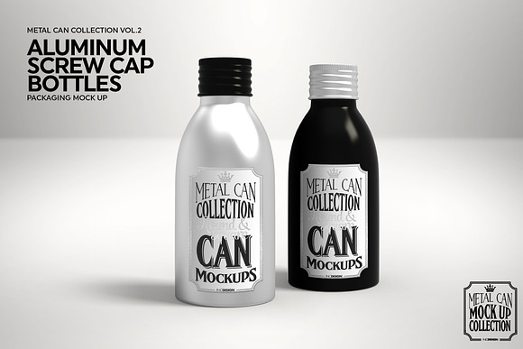 Aluminum Screw Cap Bottle Mockup in Branding Mockups - product preview 3
