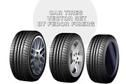 Car tires vector illustration set