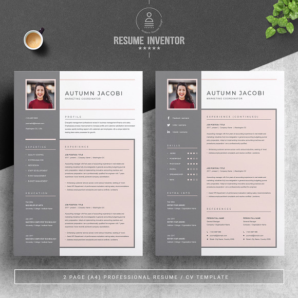 Resume / CV Template 3 Page in Resume Templates - product preview 1