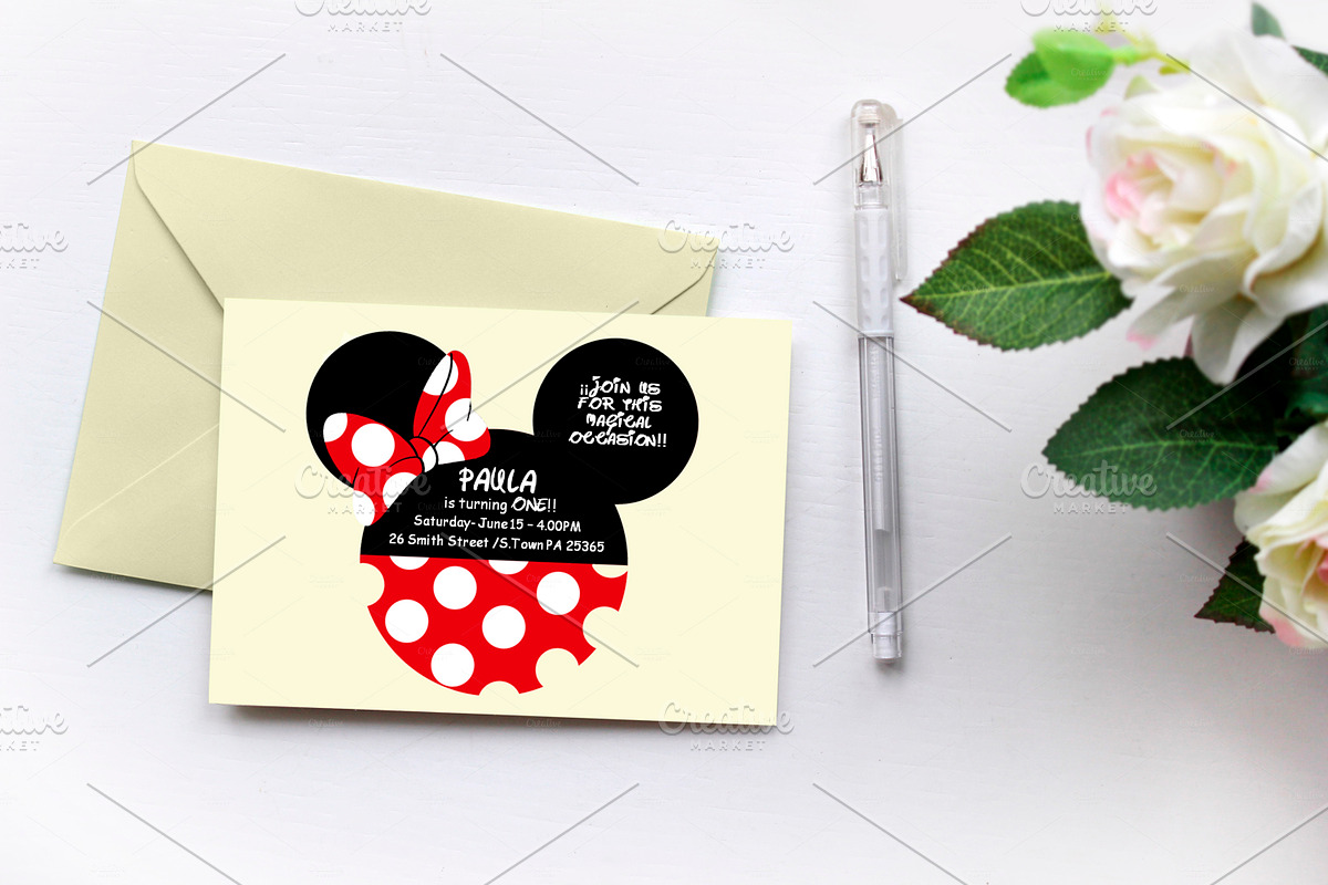 Minnie Mouse Invitations in Card Templates - product preview 8