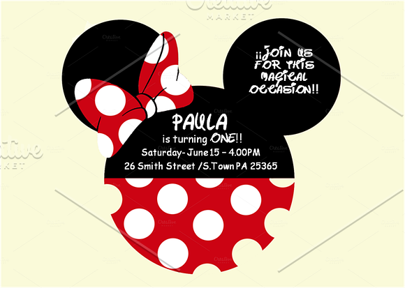 Minnie Mouse Invitations in Card Templates - product preview 1