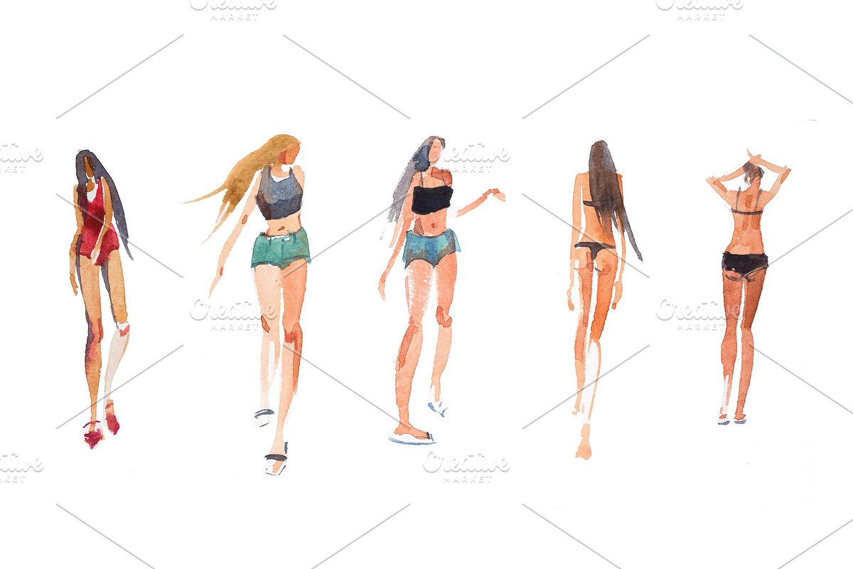 Young beautiful women, girls in in Illustrations - product preview 8