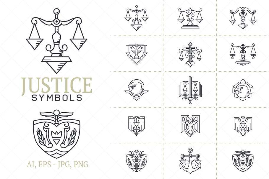 Justice Symbols Vector Set in Illustrations - product preview 8