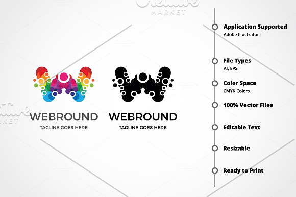Letter W - Web Round Logo in Logo Templates - product preview 4