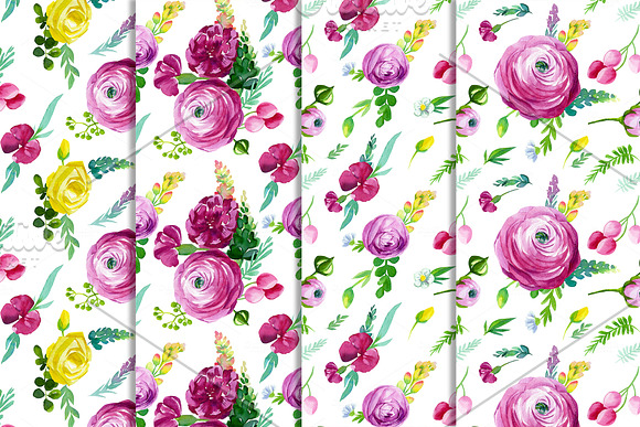 Set of wildflowers, watercolor in Illustrations - product preview 5