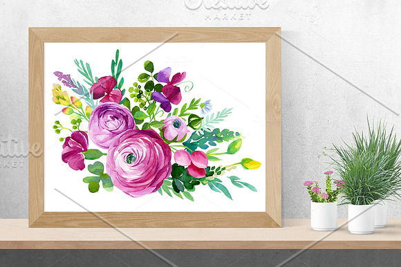 Set of wildflowers, watercolor in Illustrations - product preview 6