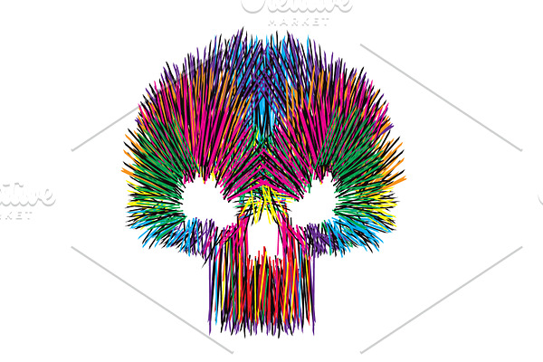 Artistic skull icon line style 