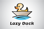 Lazy Duck on the Boat Logo Template