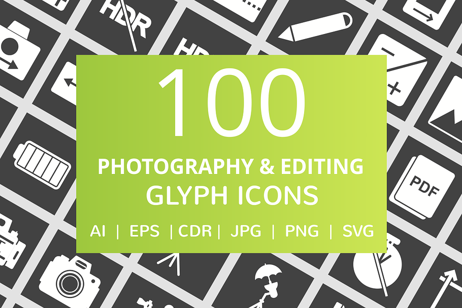 100 Photography & Picture Glyph Icon