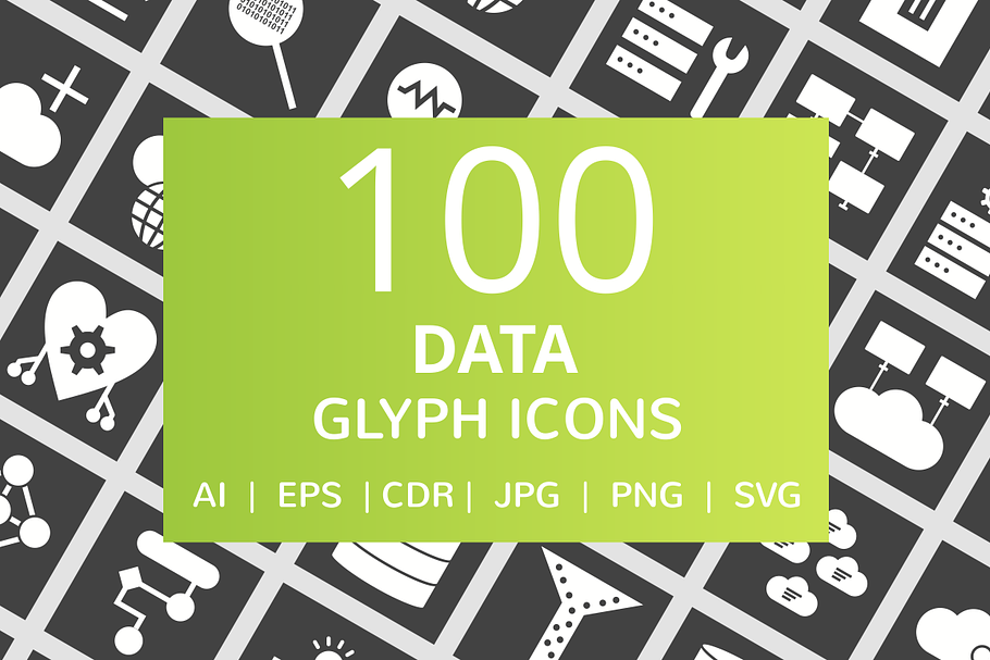 100 Data Glyph Inverted Icons